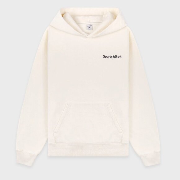 Sporty&Rich Serif Logo Hoodie - Cream - Picture 1 of 5